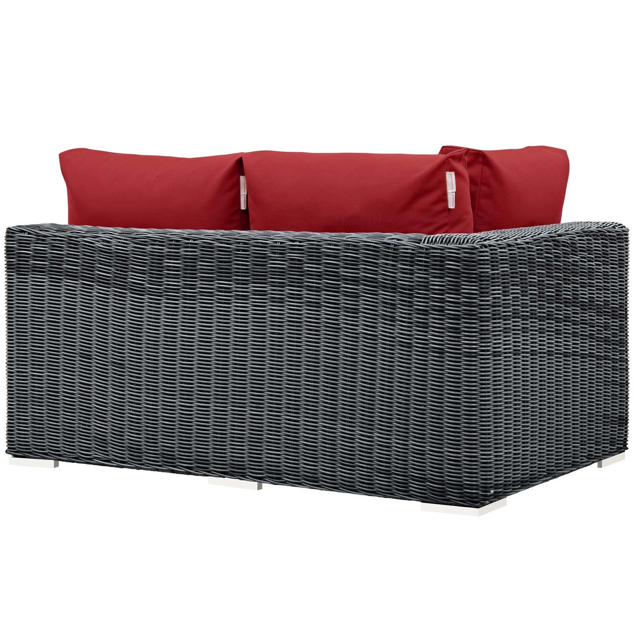 Summon Outdoor Patio Sunbrella® Right Arm Loveseat, Sunbrella Rattan Wicker, Red 13367