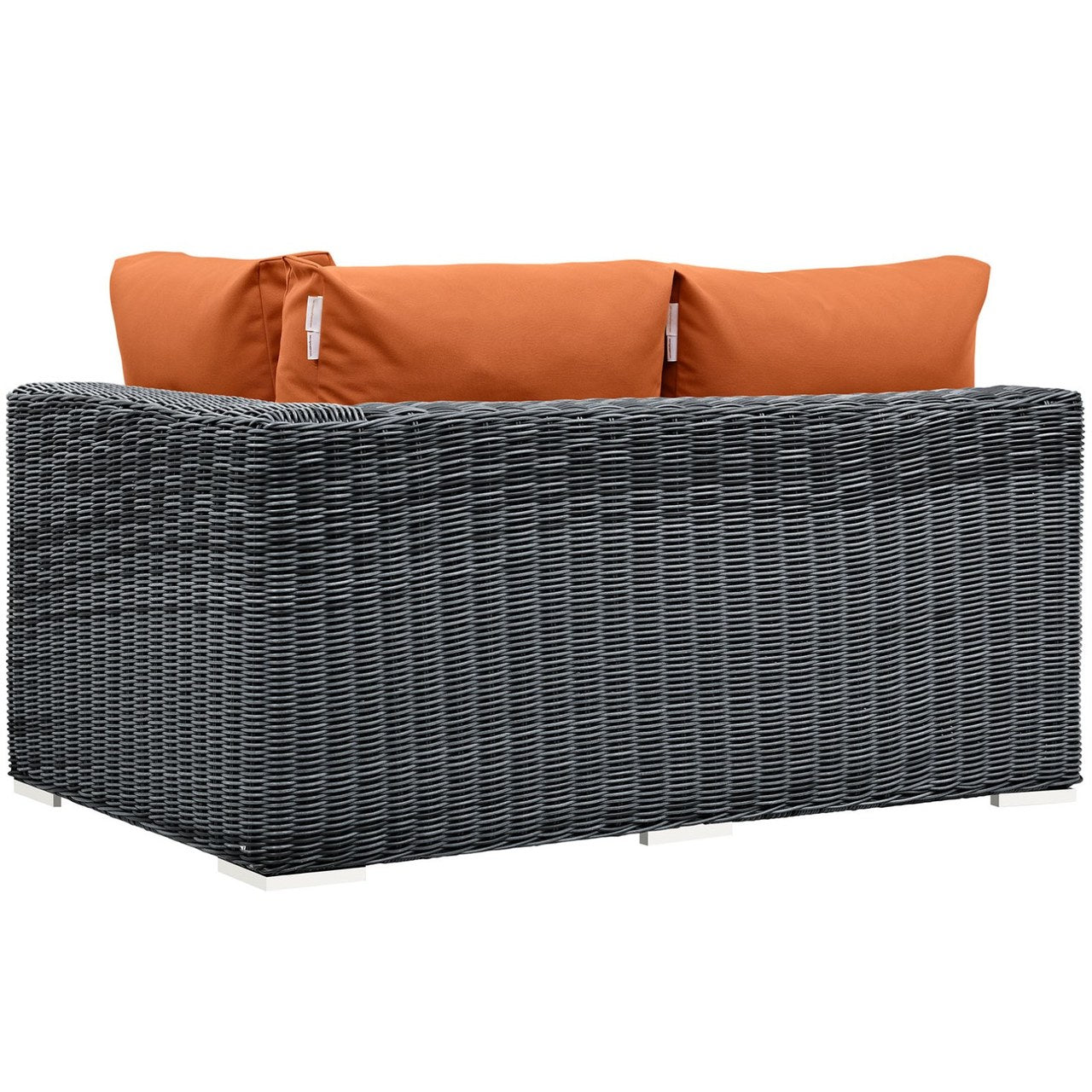 Summon Outdoor Patio Sunbrella Right Arm Loveseat, Orange, Rattan 9777