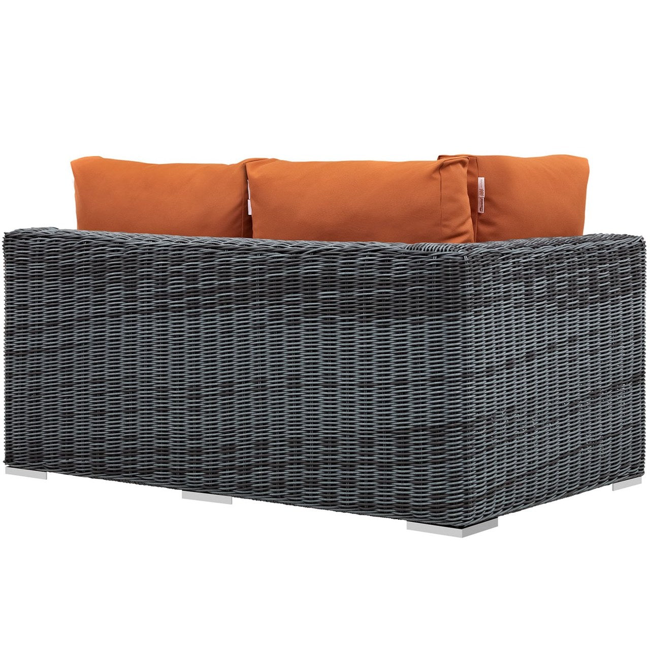 Summon Outdoor Patio Sunbrella Left Arm Loveseat, Orange, Rattan 9780