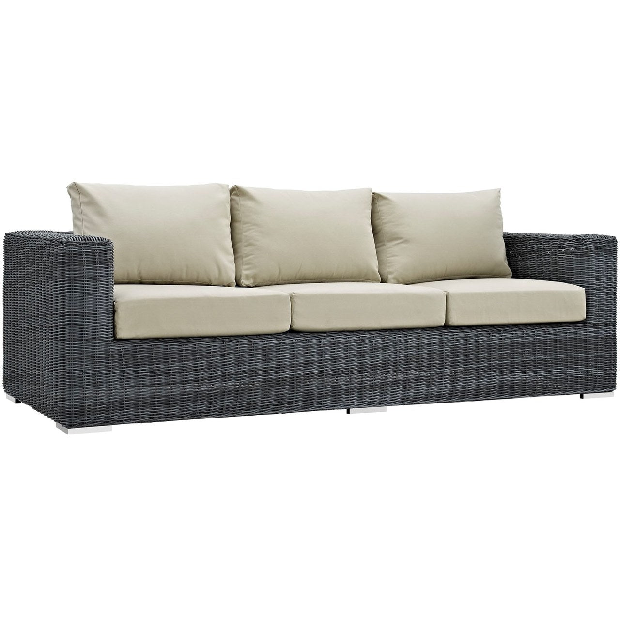 Summon Outdoor Patio Sunbrella Sofa, Beige, Rattan 9784