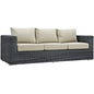 Summon Outdoor Patio Sunbrella Sofa, Beige, Rattan 9784