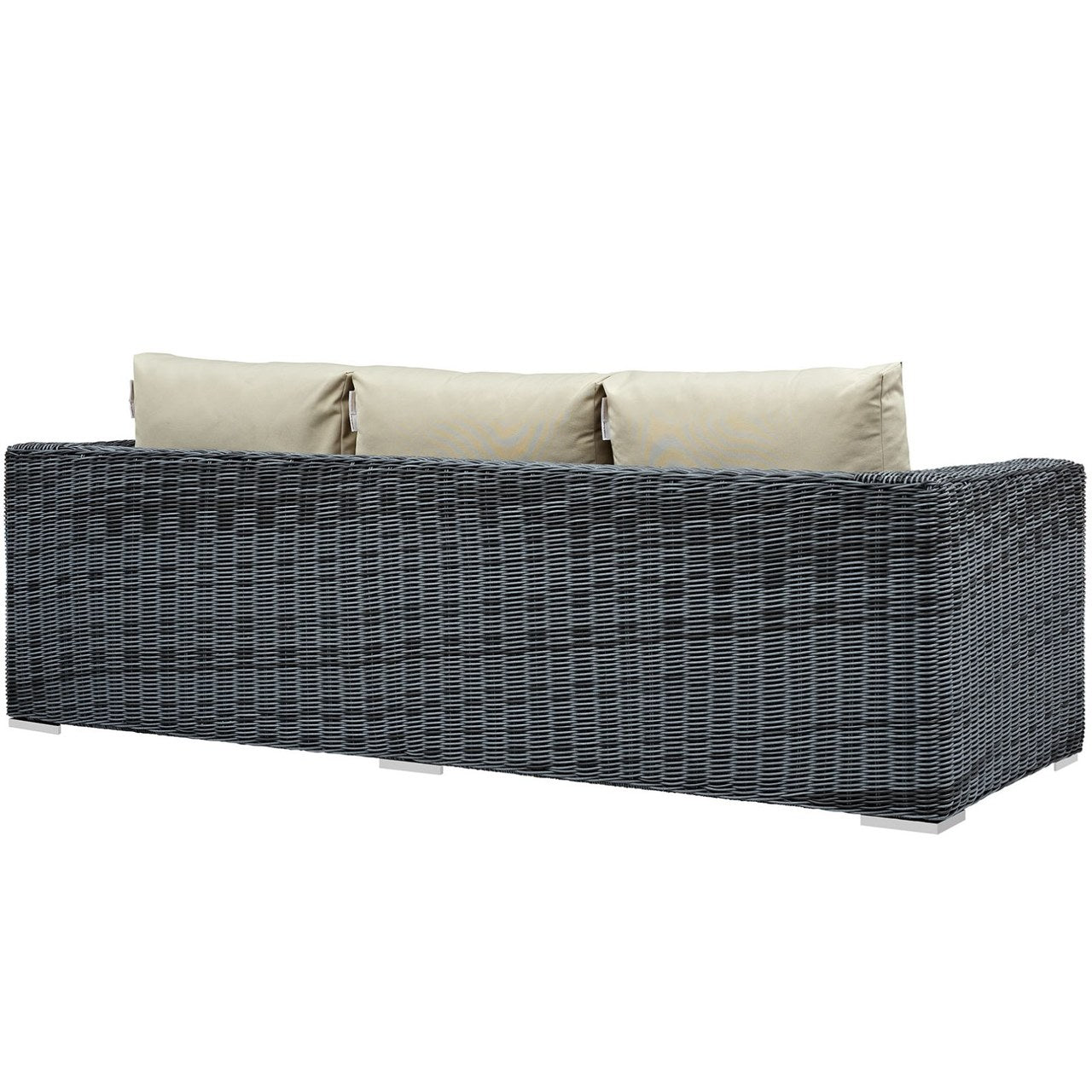 Summon Outdoor Patio Sunbrella Sofa, Beige, Rattan 9784