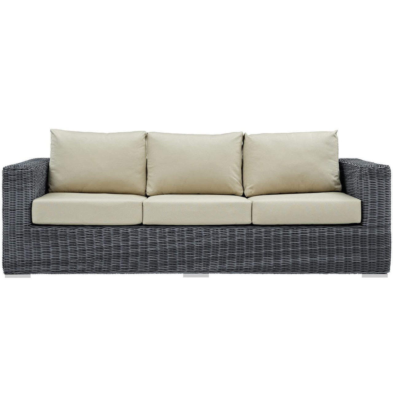 Summon Outdoor Patio Sunbrella Sofa, Beige, Rattan 9784