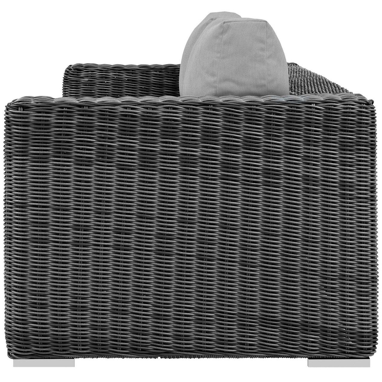 Summon Outdoor Patio Sunbrella® Sofa, Sunbrella Rattan Wicker, Grey Gray 13372