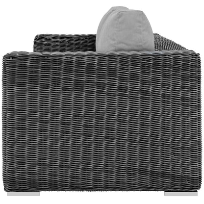 Summon Outdoor Patio Sunbrella® Sofa, Sunbrella Rattan Wicker, Grey Gray 13372