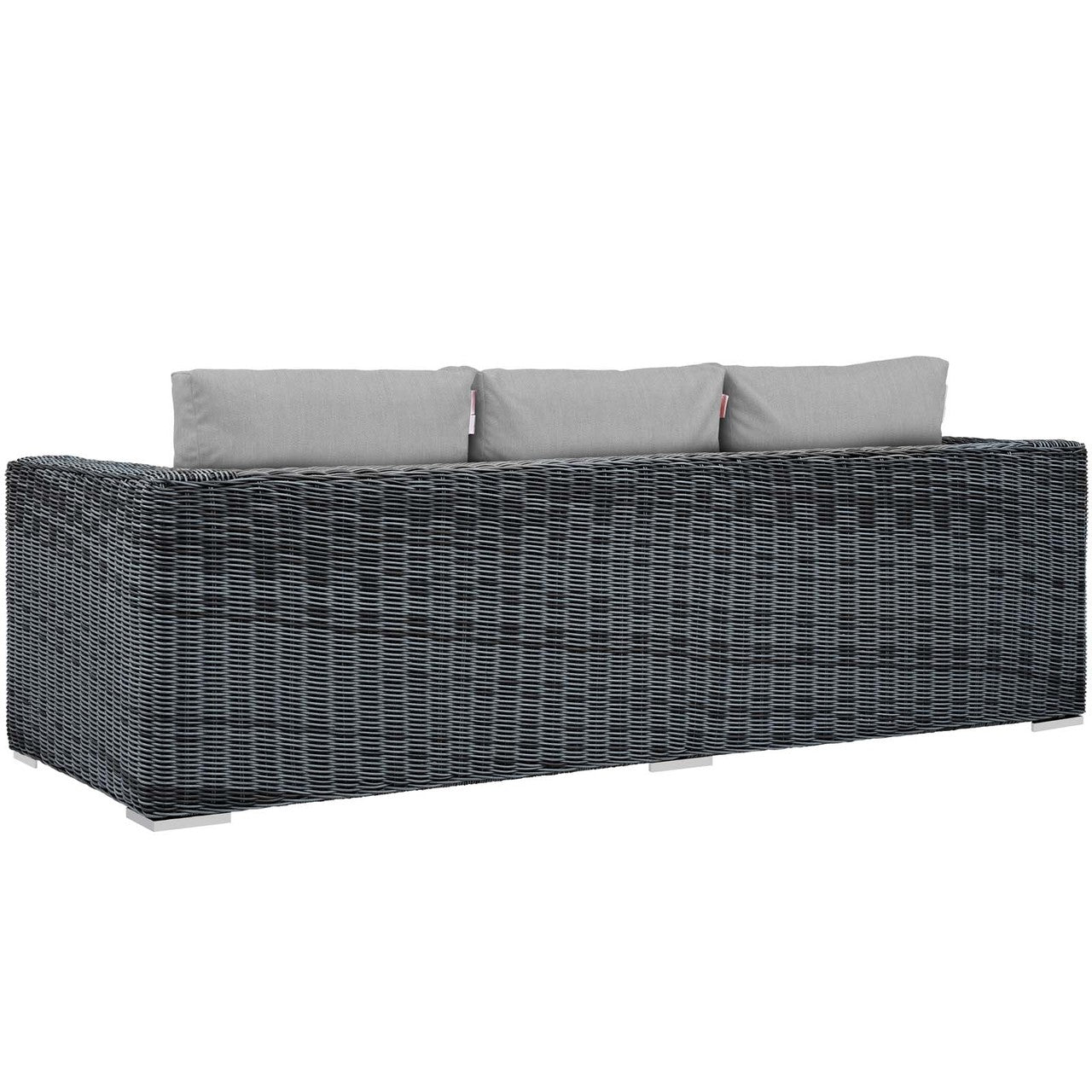 Summon Outdoor Patio Sunbrella® Sofa, Sunbrella Rattan Wicker, Grey Gray 13372