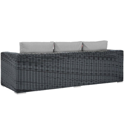 Summon Outdoor Patio Sunbrella® Sofa, Sunbrella Rattan Wicker, Grey Gray 13372