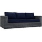 Summon Outdoor Patio Sunbrella Sofa, Navy, Rattan 9785