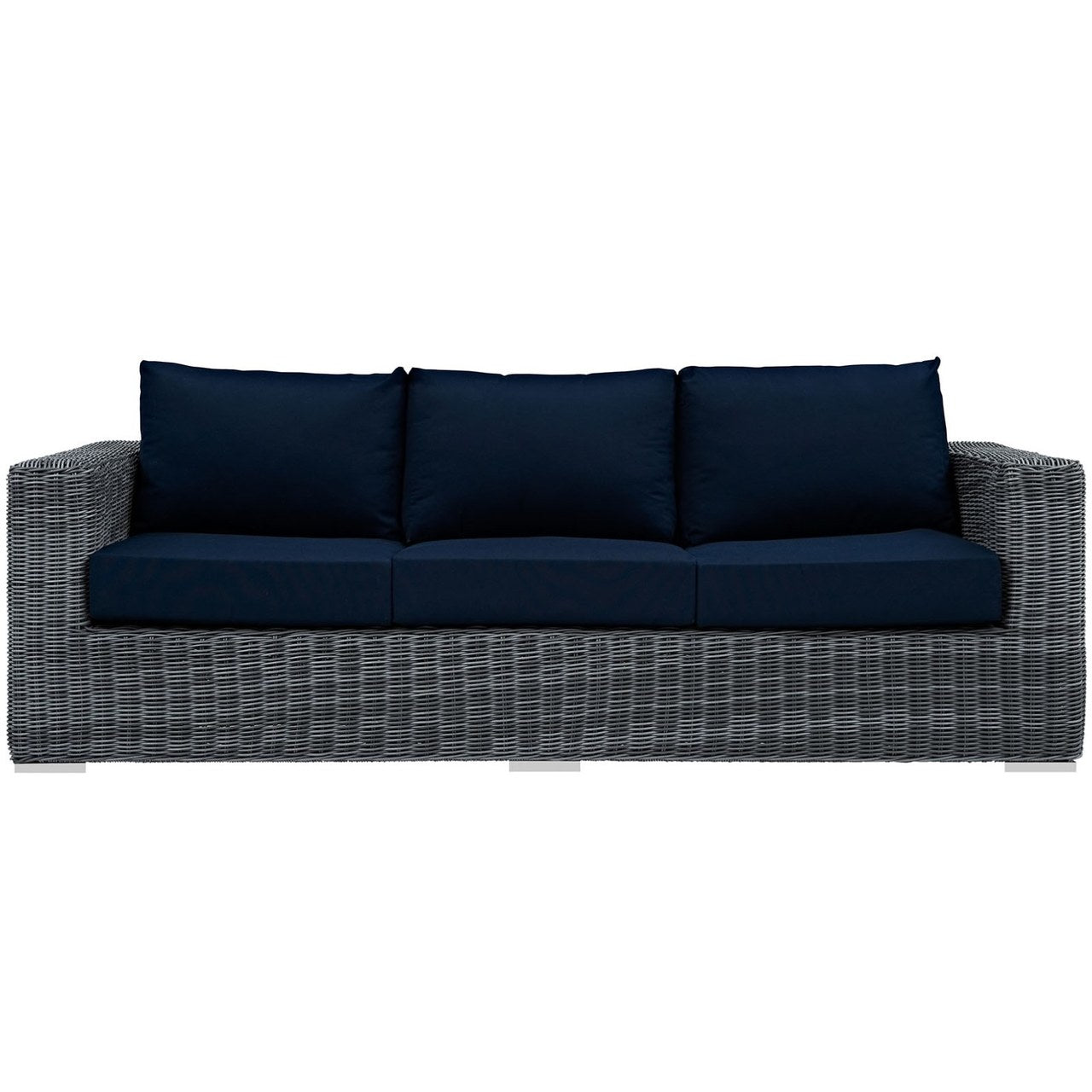 Summon Outdoor Patio Sunbrella Sofa, Navy, Rattan 9785