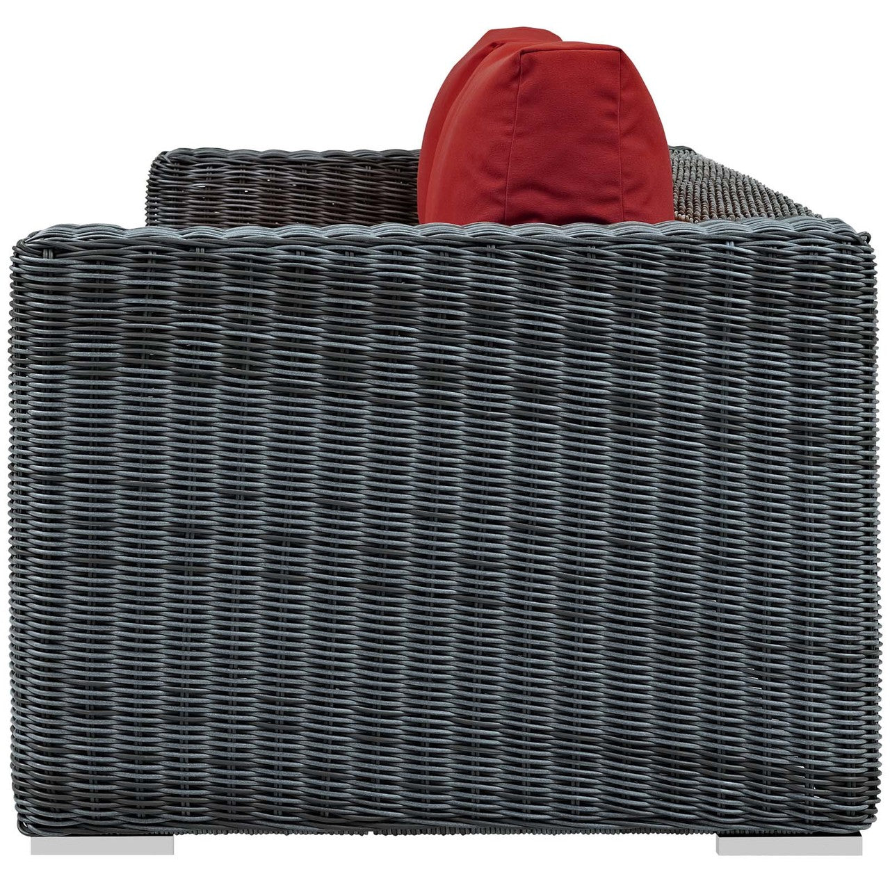 Summon Outdoor Patio Sunbrella® Sofa, Sunbrella Rattan Wicker, Red 13373