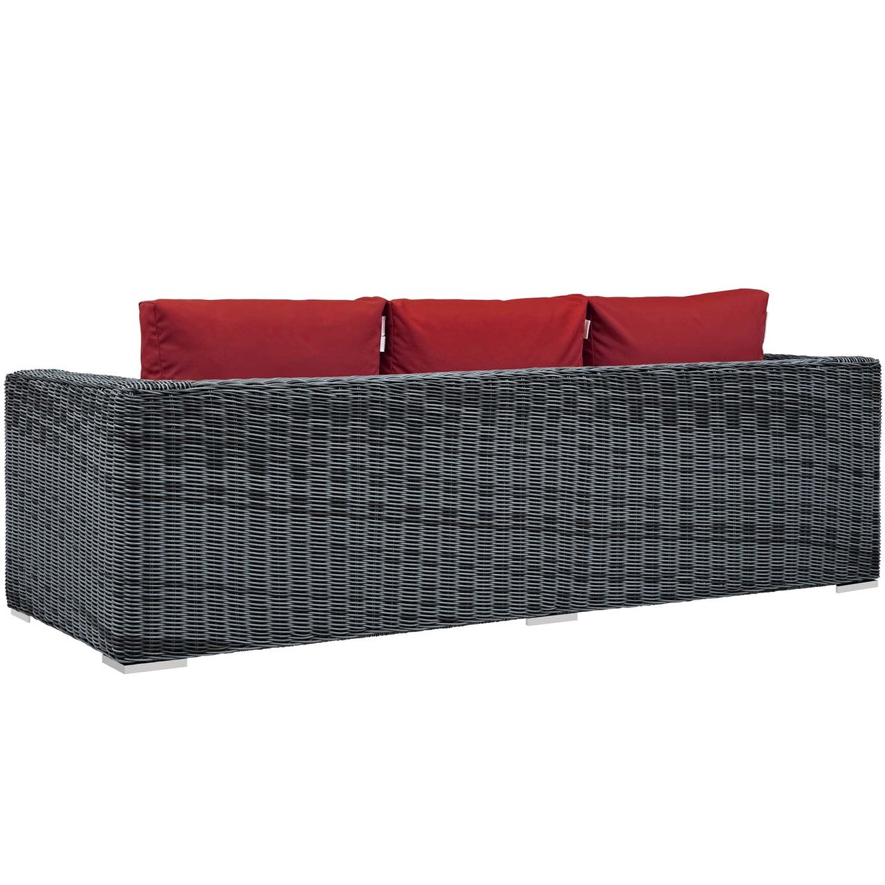Summon Outdoor Patio Sunbrella® Sofa, Sunbrella Rattan Wicker, Red 13373