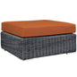 Summon Outdoor Patio Sunbrella Square Ottoman, Orange, Rattan 9789