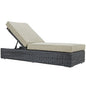 Summon Outdoor Patio Chaise Lounge, Beige, Fabric, Synthetic Rattan