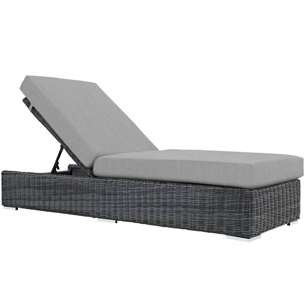 Summon Outdoor Patio Sunbrella® Chaise Lounge, Sunbrella Rattan Wicker, Grey Gray 13374