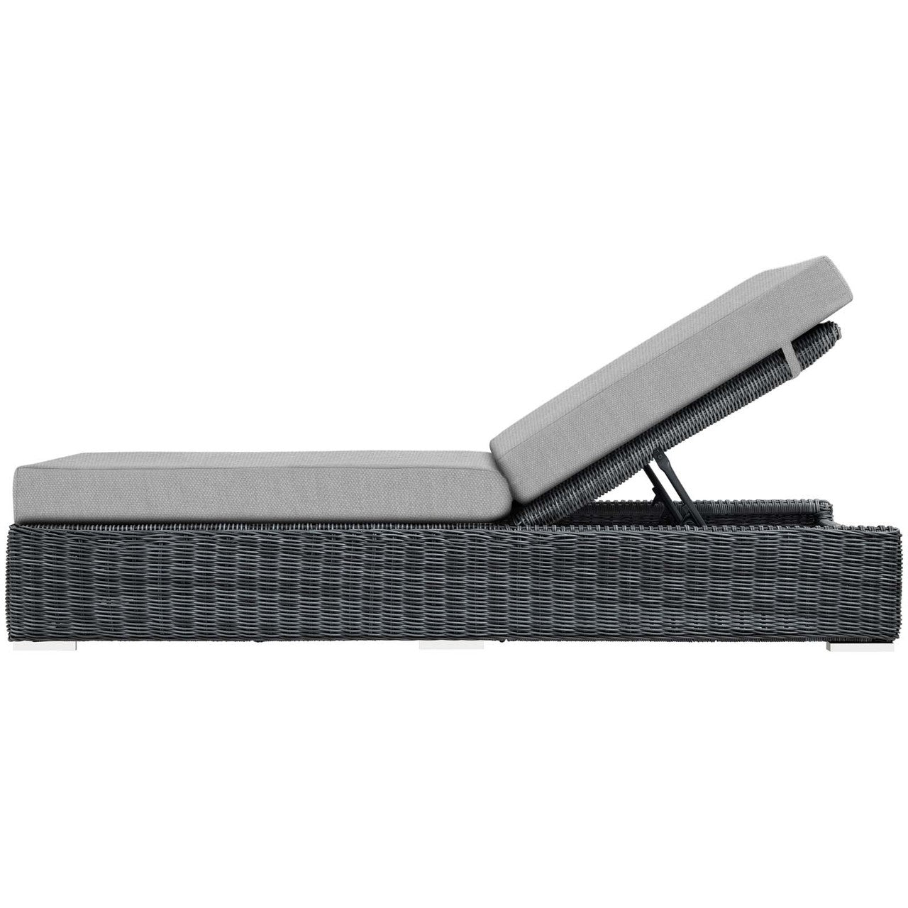 Summon Outdoor Patio Sunbrella® Chaise Lounge, Sunbrella Rattan Wicker, Grey Gray 13374