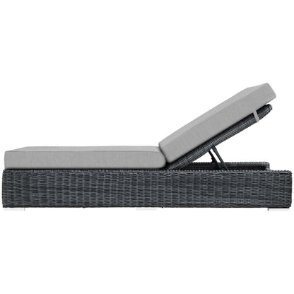 Summon Outdoor Patio Sunbrella® Chaise Lounge, Sunbrella Rattan Wicker, Grey Gray 13374