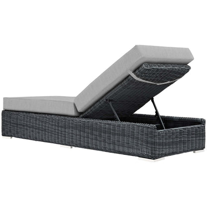 Summon Outdoor Patio Sunbrella® Chaise Lounge, Sunbrella Rattan Wicker, Grey Gray 13374