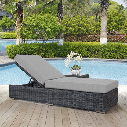 Summon Outdoor Patio Sunbrella® Chaise Lounge, Sunbrella Rattan Wicker, Grey Gray 13374