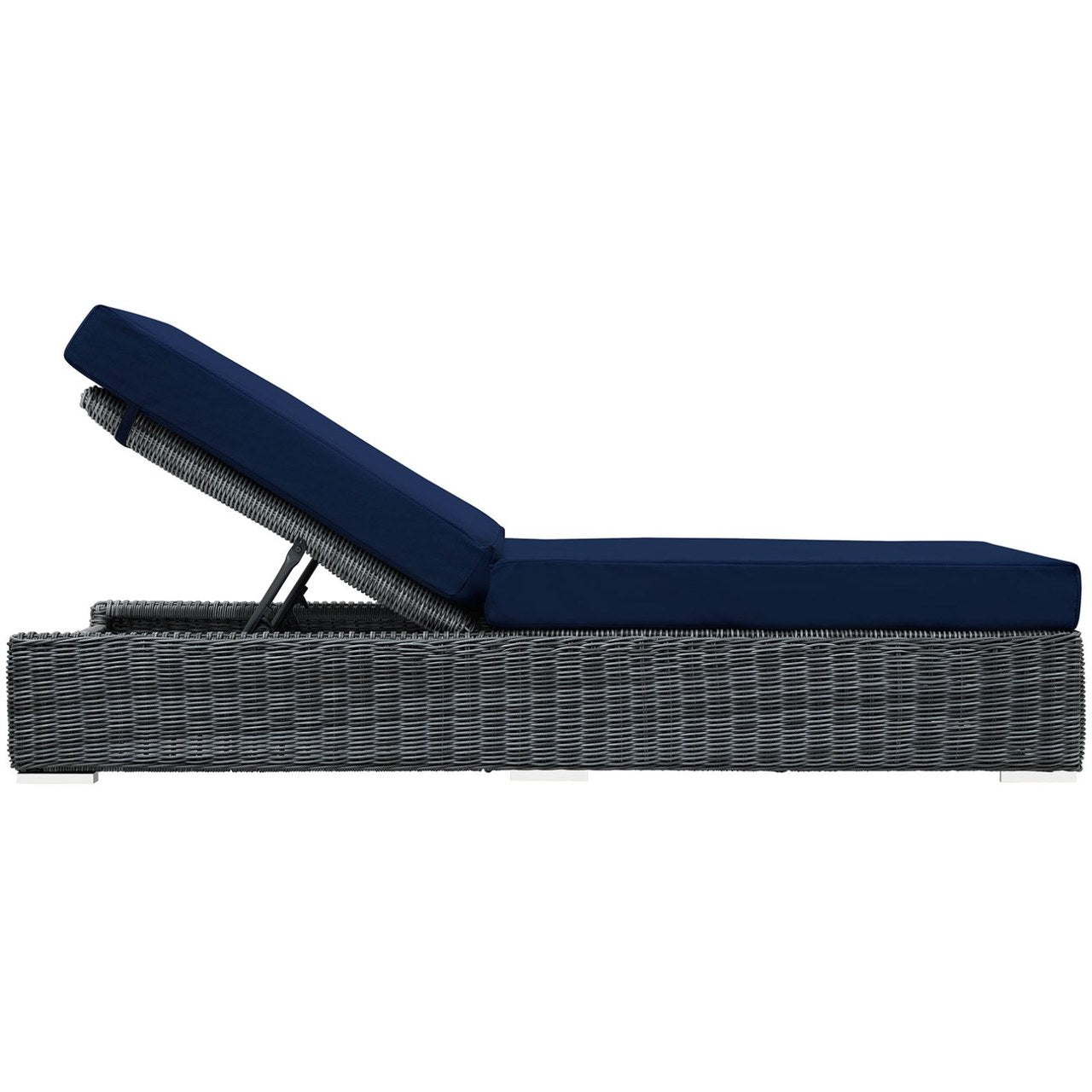 Summon Outdoor Patio Sunbrella Chaise Lounge, Navy, Rattan 9790