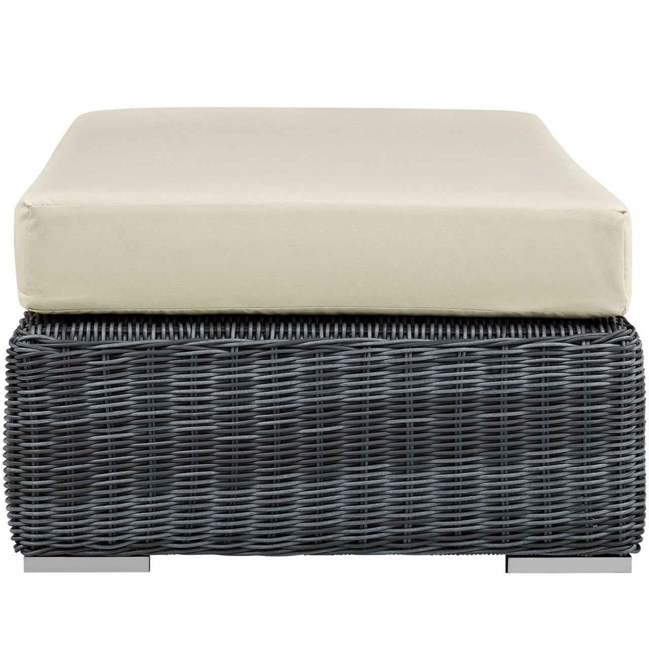 Summon Outdoor Patio Sunbrella Rectangle Ottoman, Beige, Rattan 9792