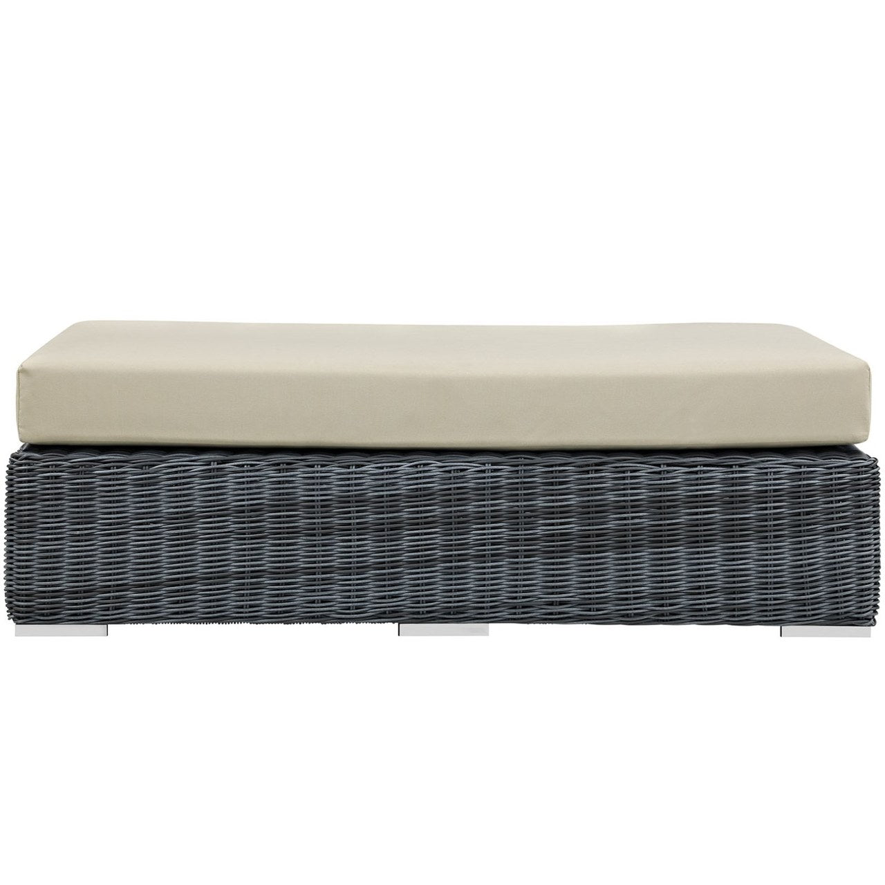 Summon Outdoor Patio Sunbrella Rectangle Ottoman, Beige, Rattan 9792