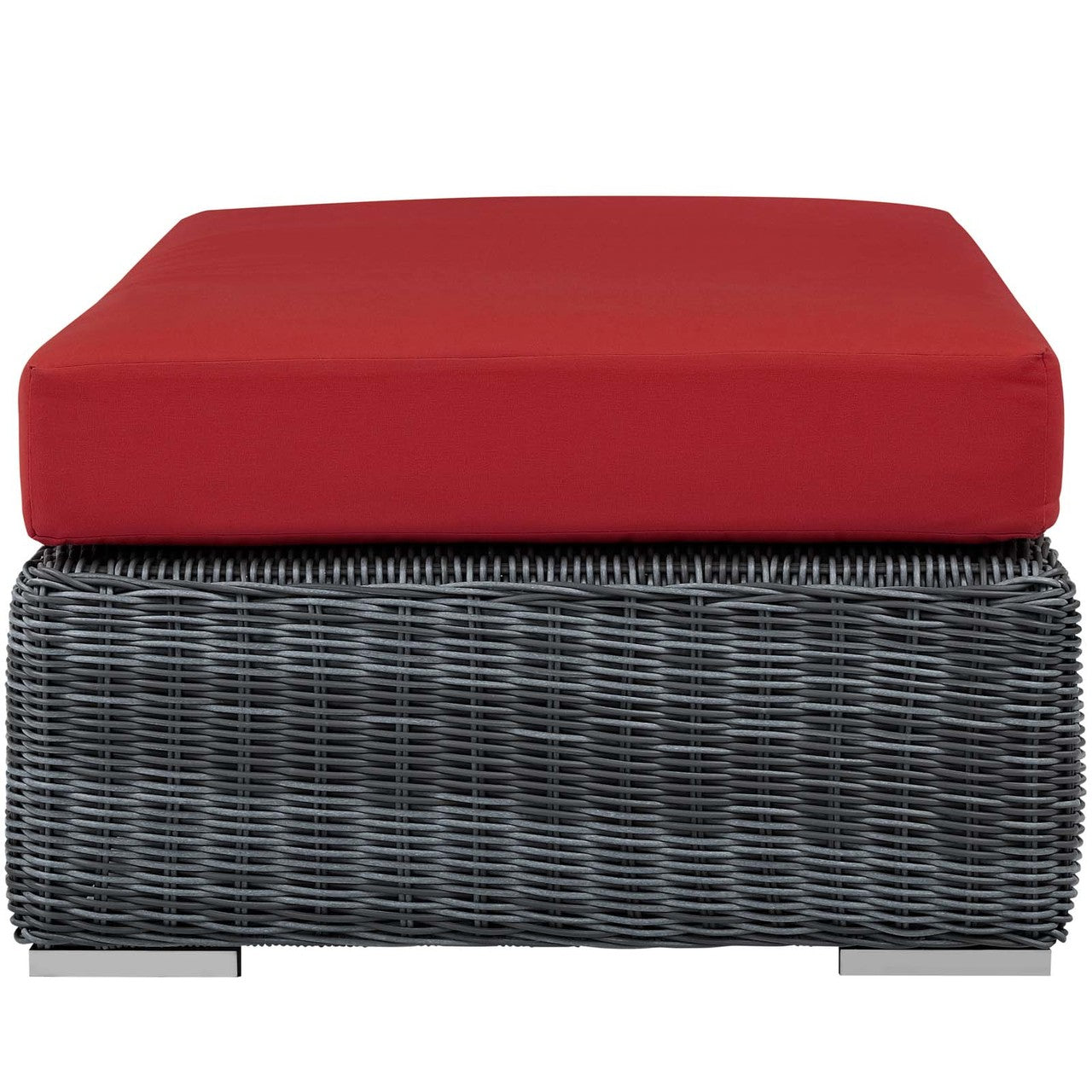 Summon Outdoor Patio Sunbrella® Rectangle Ottoman, Sunbrella Rattan Wicker, Red 13377