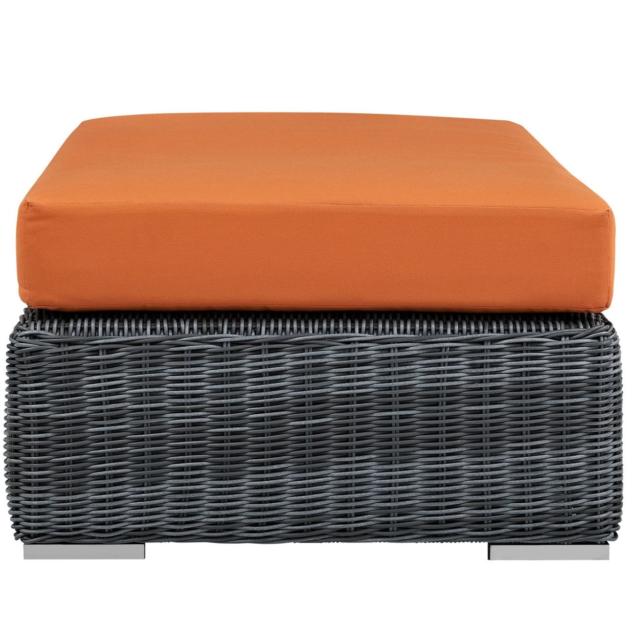 Summon Outdoor Patio Sunbrella Rectangle Ottoman, Orange, Rattan 9794