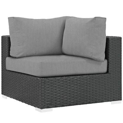 Sojourn 7 Piece Outdoor Patio Sunbrella® Sectional Set, Sunbrella Rattan Wicker, Grey Gray 13378