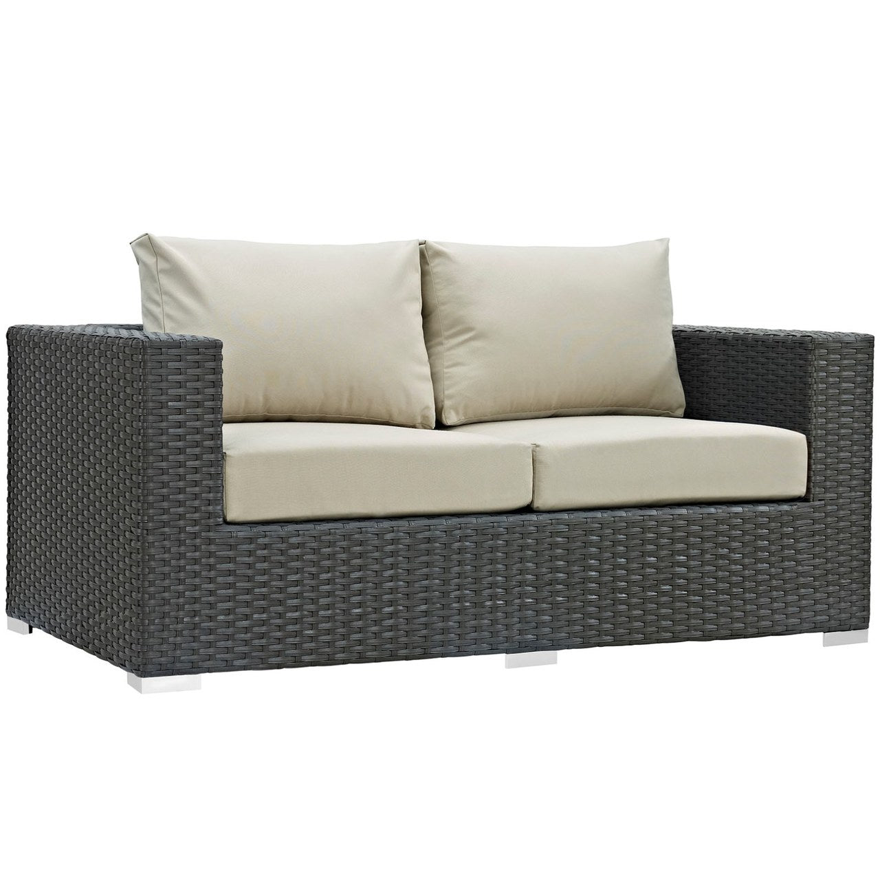 Sojourn Five PCS Outdoor Patio Sunbrella Sectional Set , Beige, Rattan 9798