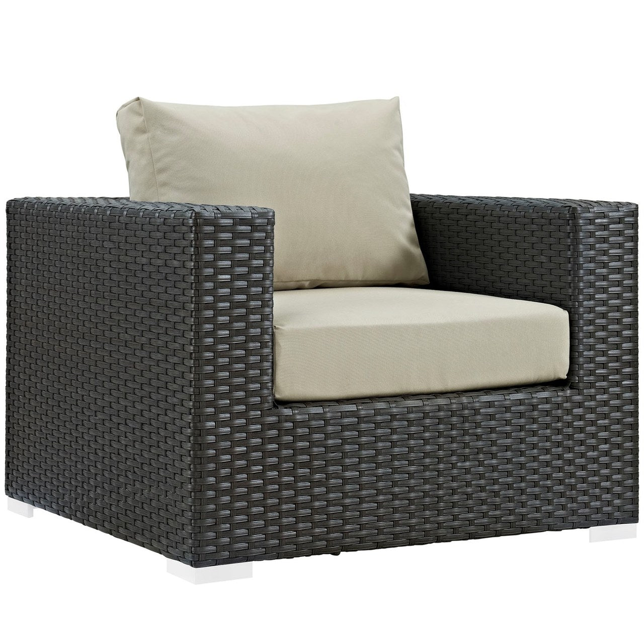 Sojourn Five PCS Outdoor Patio Sunbrella Sectional Set , Beige, Rattan 9798