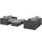 Sojourn 5 Piece Outdoor Patio Sunbrella® Sectional Set, Sunbrella Rattan Wicker, Grey Gray 13380