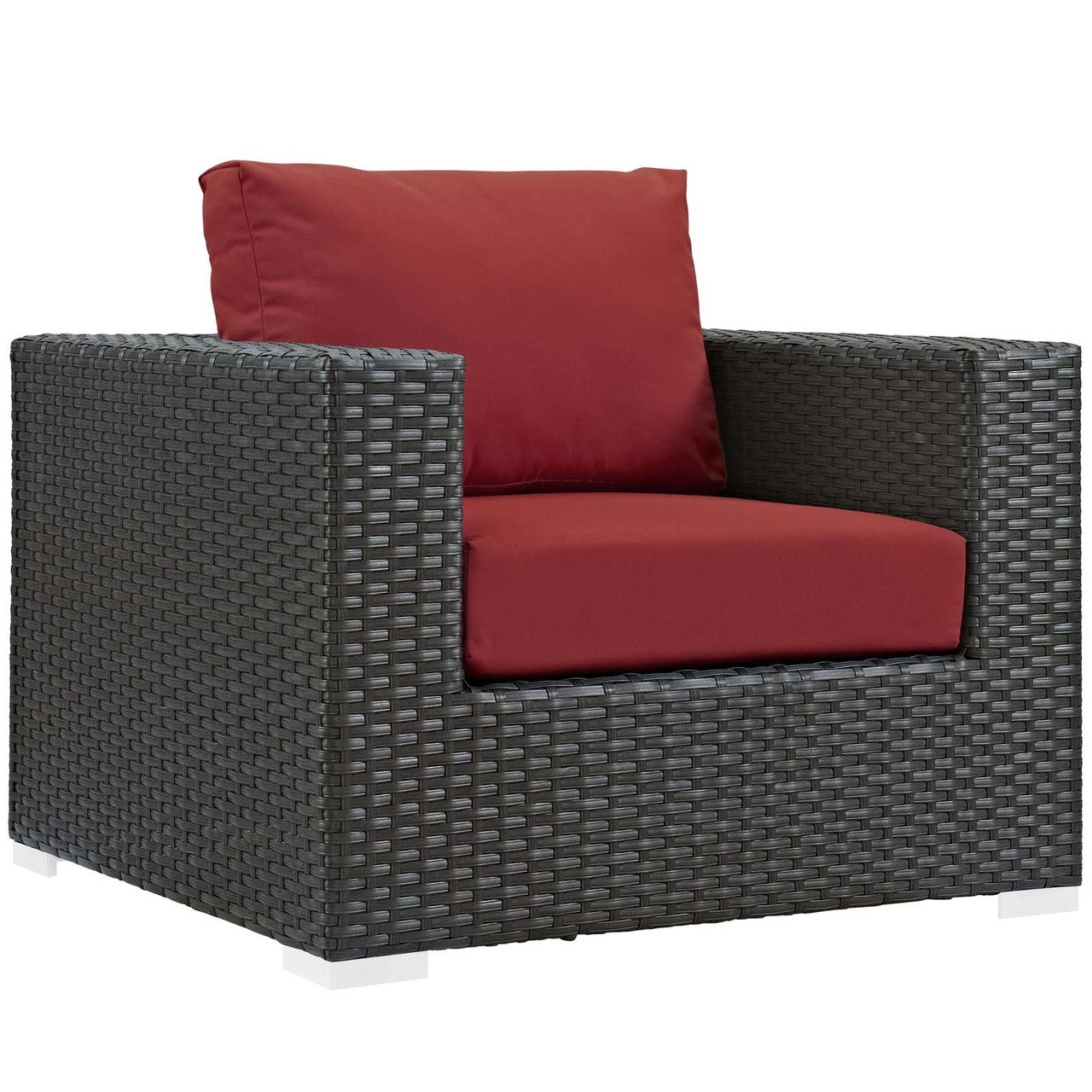 Sojourn 5 Piece Outdoor Patio Sunbrella® Sectional Set, Sunbrella Rattan Wicker, Red 13381