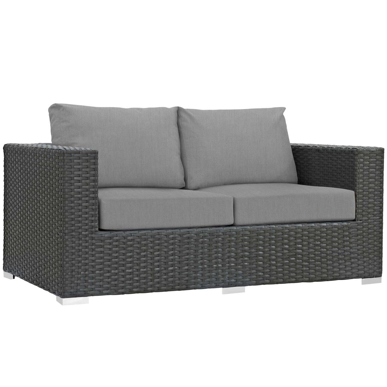 Sojourn 8 Piece Outdoor Patio Sunbrella® Sectional Set, Sunbrella Rattan Wicker, Grey Gray 13382