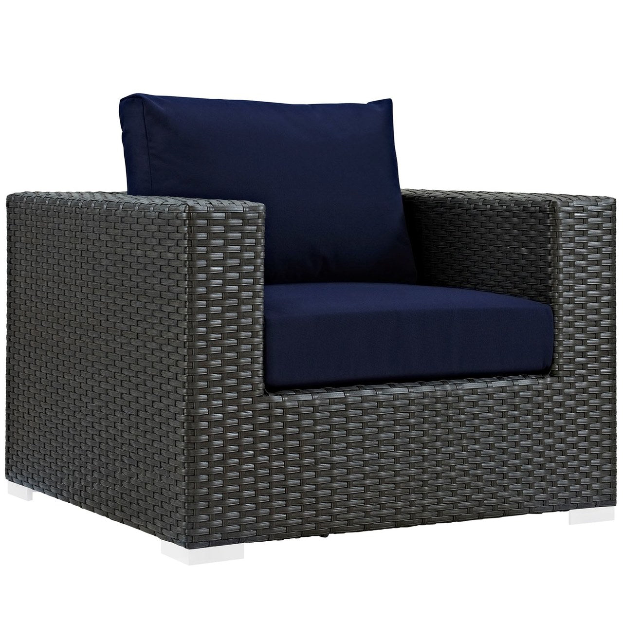 Sojourn Eight PCS Outdoor Patio Sunbrella Sectional Set , Navy, Rattan 9802