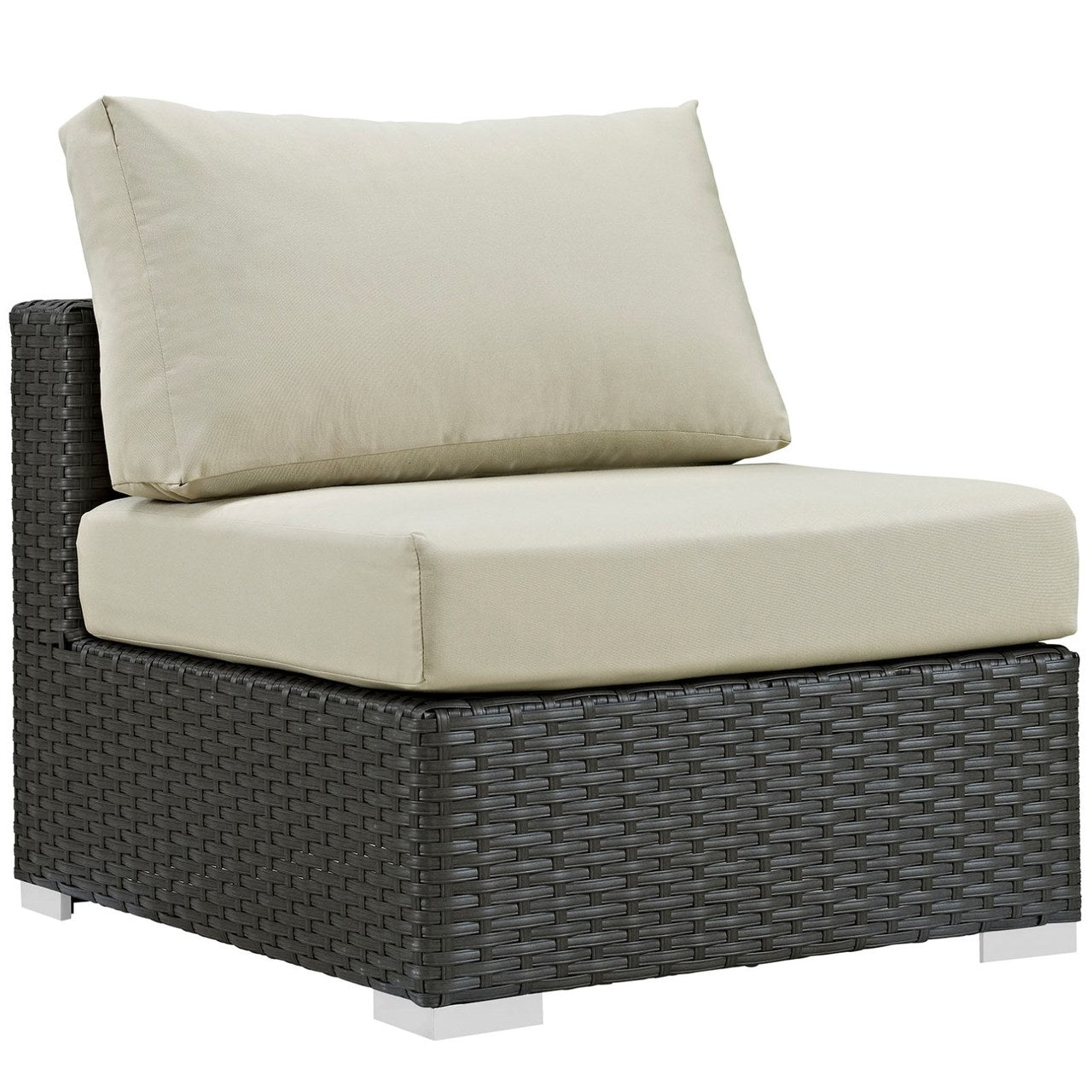 Sojourn Five PCS Outdoor Patio Sunbrella Sectional Set, Beige , Rattan 9807