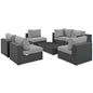 Sojourn 7 Piece Outdoor Patio Sunbrella® Sectional Set, Sunbrella Rattan Wicker, Grey Gray 13386