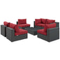 Sojourn 7 Piece Outdoor Patio Sunbrella® Sectional Set, Sunbrella Rattan Wicker, Red 13387