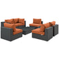 Sojourn Seven PCS Outdoor Patio Sunbrella Sectional Set, Orange , Rattan 9812