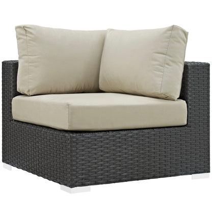 Sojourn Ten PCS Outdoor Patio Sunbrella Sectional Set, Beige , Rattan 9822