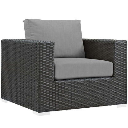 Sojourn 10 Piece Outdoor Patio Sunbrella® Sectional Set, Sunbrella Rattan Wicker, Grey Gray 13390
