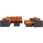 Sojourn Ten PCS Outdoor Patio Sunbrella Sectional Set , Orange, Rattan 9824