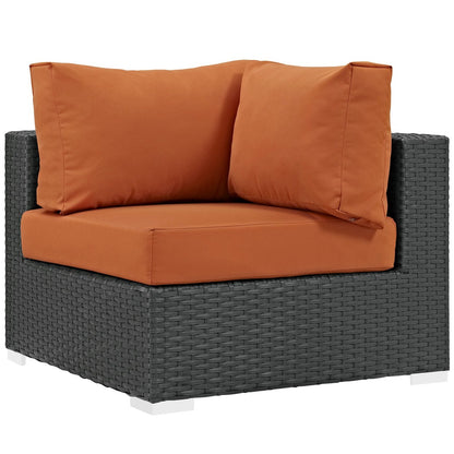 Sojourn Ten PCS Outdoor Patio Sunbrella Sectional Set , Orange, Rattan 9824