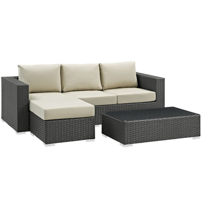 Sojourn Sectional Sofa Set , Beige, Rattan 9825