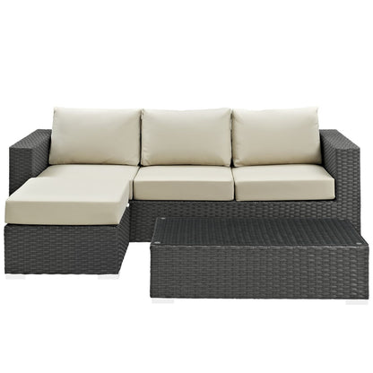 Sojourn Sectional Sofa Set , Beige, Rattan 9825