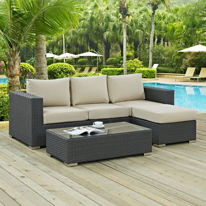 Sojourn Sectional Sofa Set , Beige, Rattan 9825