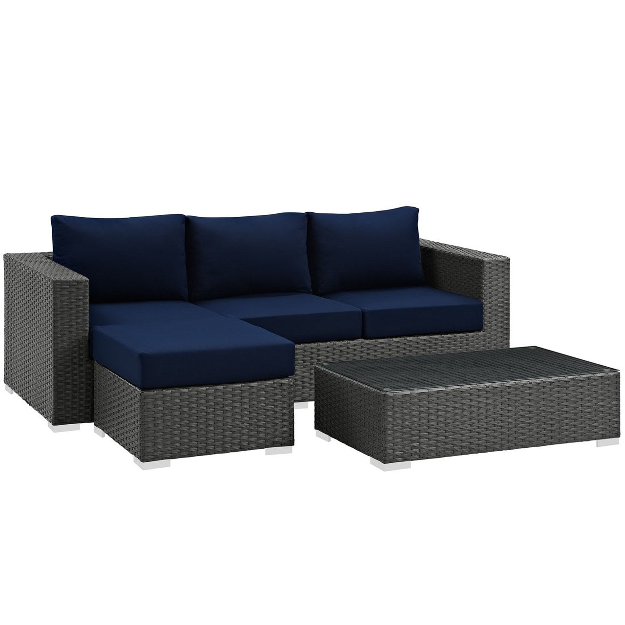 Sojourn Sectional Sofa Set , Navy, Rattan 9826