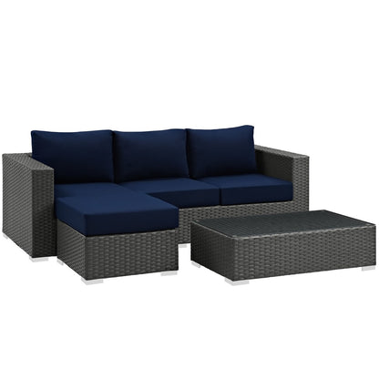 Sojourn Sectional Sofa Set , Navy, Rattan 9826