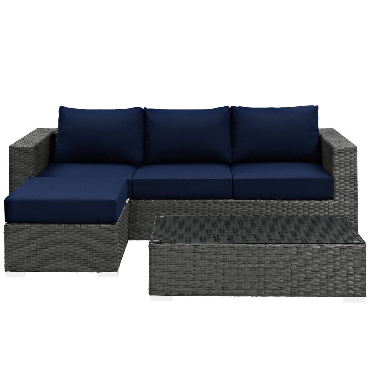 Sojourn Sectional Sofa Set , Navy, Rattan 9826