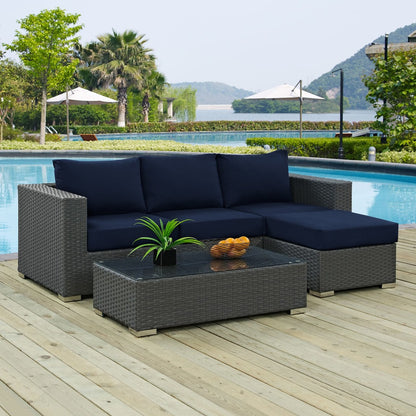 Sojourn Sectional Sofa Set , Navy, Rattan 9826