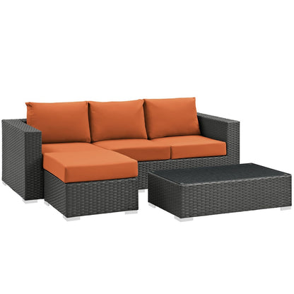 Sojourn Sectional Sofa Set , Orange, Rattan 9827